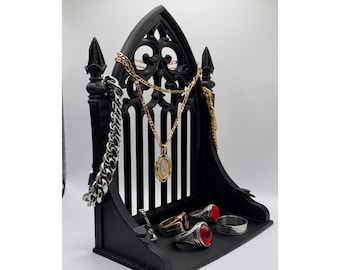 Black Gothic Cathedral Jewelry Display – 3D Printed Organizer