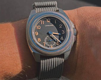 Correa de reloj de nailon trenzado - Gris pizarra - Acero inoxidable cepillado - 20-22 mm