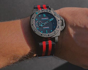 Webarmband Nylon: Ocean Ember, Hardware aus gebürstetem Stahl - 20-22 mm