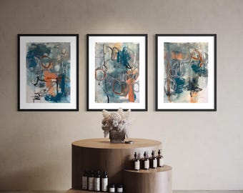 Roaming I,II, & III, original acrylic painting on paper