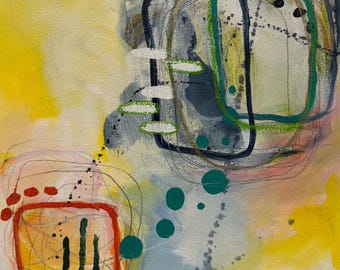 Abstract Pathways, original oil painting. 12”x12”