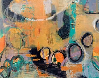 Sunday Funday, Original Abstract Acrylic Painting, Vibrant Colors