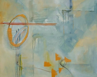 Serenity II, Large Abstract Oil Painting, Tranquil Blues & Greens, 40x40