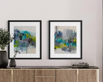 Emerald Dream I and II. Original acrylic painting on paper.