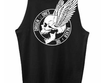 NEVER DIE ROAD rash black tank top