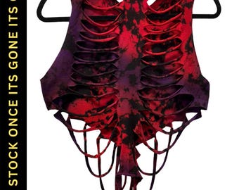 ROAD RASH BLACK purple and red tie dye crop tank top