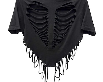 ROAD RASH V CUT heart black crop top