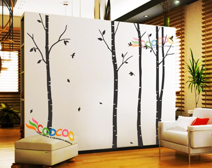 Nursery Wall Decal Tree Wall Decal Forest Wall Sticker Large Forest ...