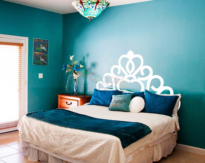 Headboard Decal Vinyl Wall Decal Floral Pattern King Queen Etsy