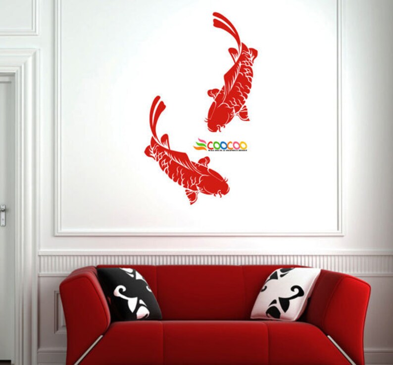 Wall Decor Sticker Large Vinyl Single Colors Large Koi Fish Etsy