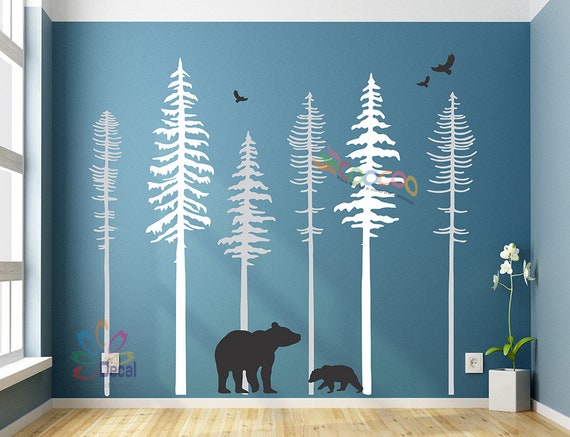 Pine Tree Forest Wall Decals Mural Scene - Forest Wall Mural Stickers Pine Tree Forest Wall Decals Mural Scene - Forest Wall Mural Stickers