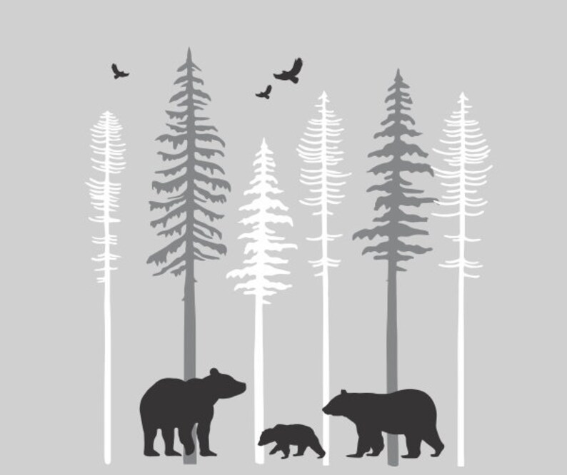 Pine Tree Forest Wall Decals Forest Mural Forest Scene Etsy Canada
