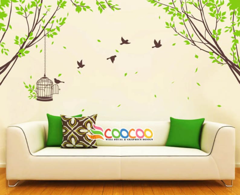 Tree Wall Decal Nursery Wall Decal Vinyl Wall Sticker Removable Tree and Birds Spring Tree 2 LARGE SIZE