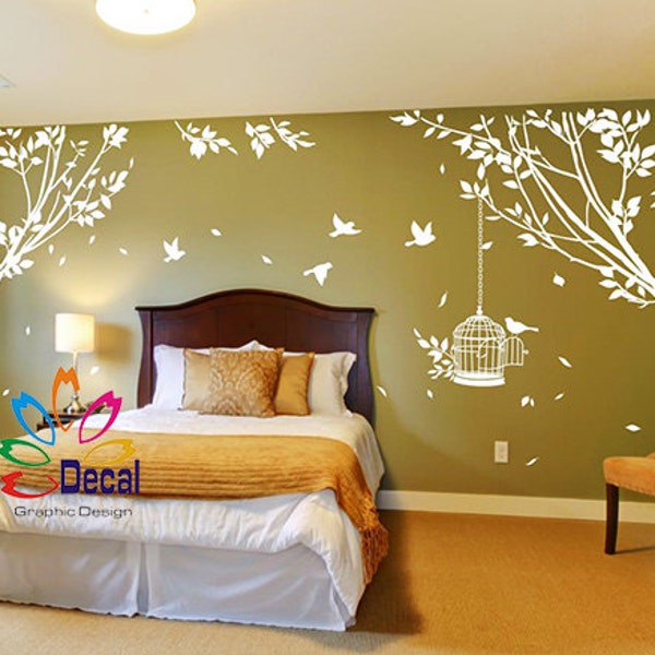 Wall Decal, wall Stickers ,Tree Wall Decals ,Nursery wall decal, Removable, Tree and Birds, Spring Tree single color, Large Version