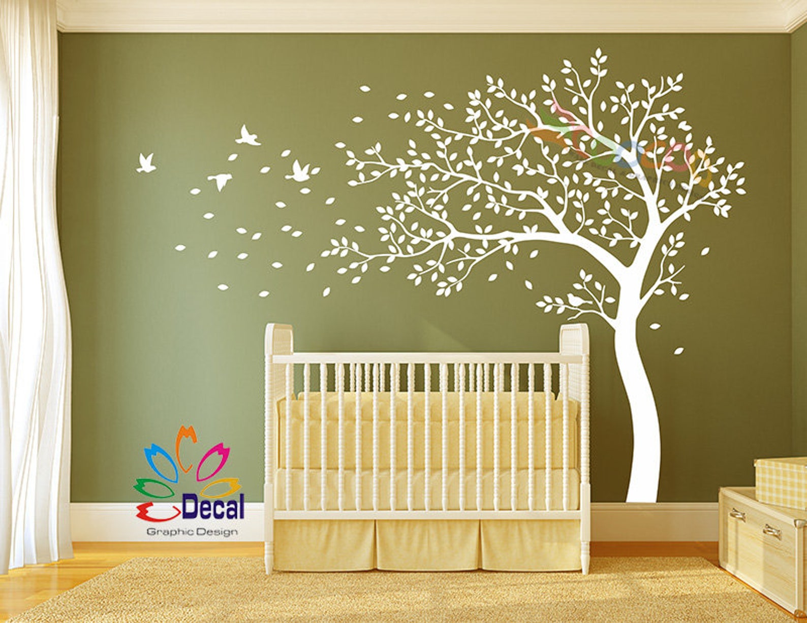 Removable Wall Decal Sticker Nursery Tree Birds DC125 - Etsy