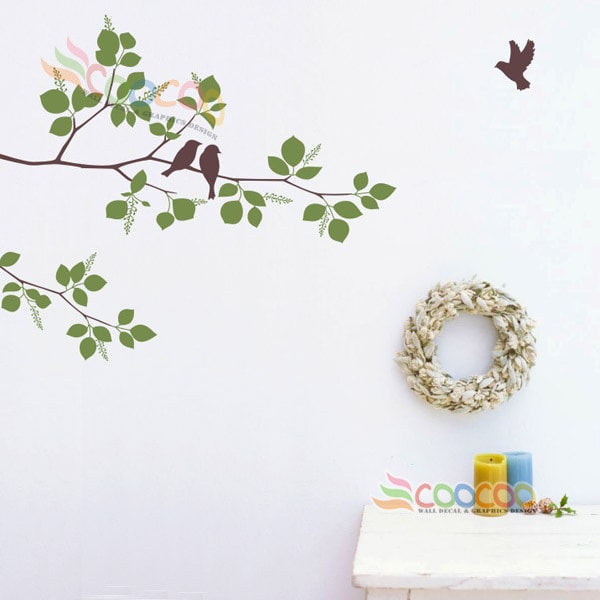 Nursery Wall Decal Tree Wall Decal Tree Branches  Birds DC0126412 Two Colors