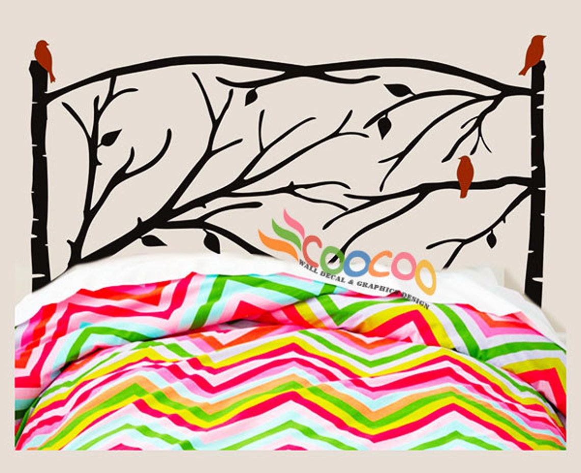 Headboard Decal Tree Branches Wall Sticker King Queen Full Etsy
