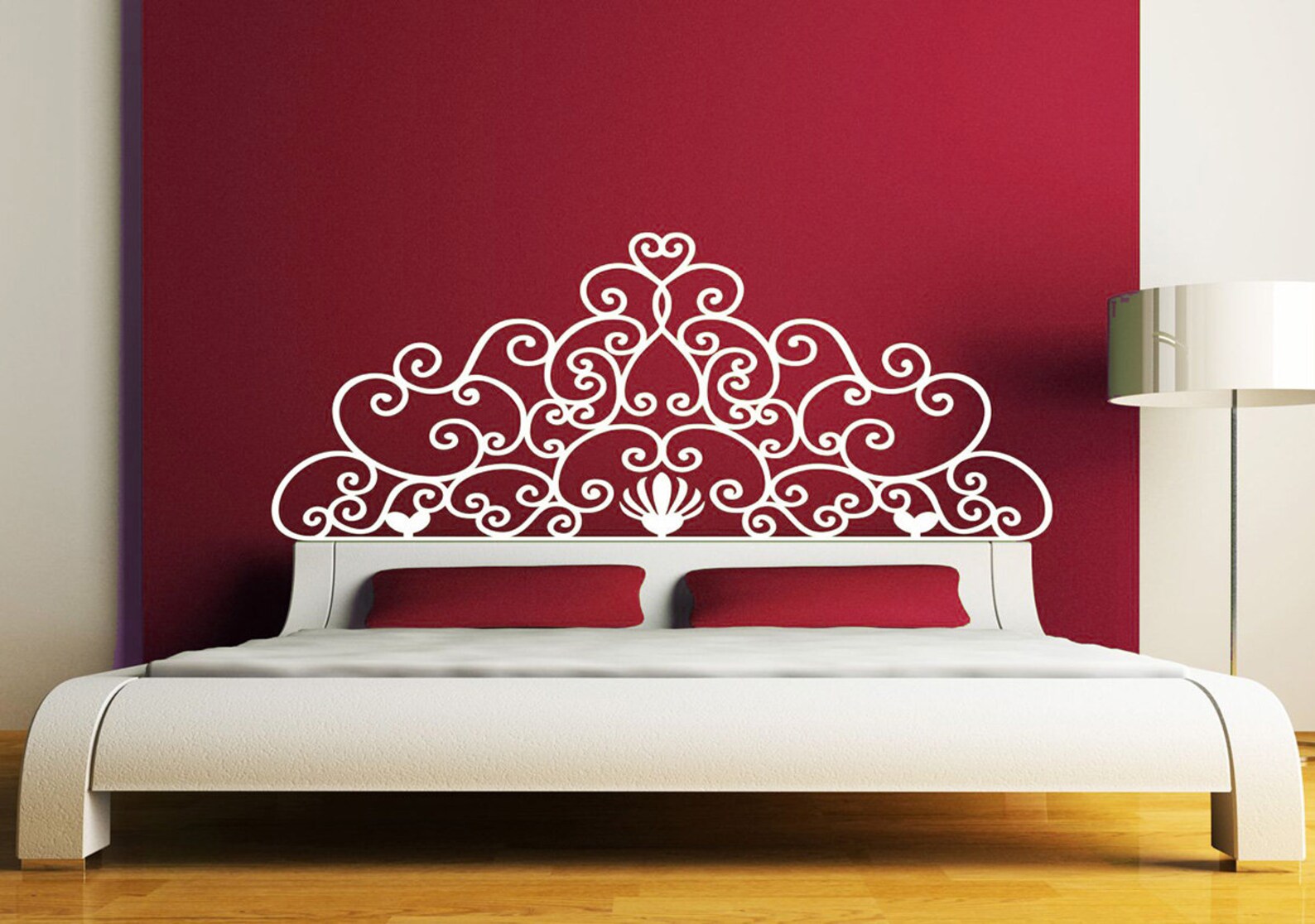Headboard Decal Vinyl Wall Decal Floral Pattern King Size Etsy
