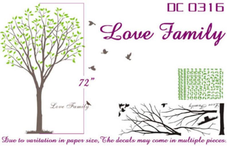 Wall decals Tree Wall Decals Nursery wall decal,Children wall decals wall Stickers Tree and Birds 2 colors Wall Decal Removable