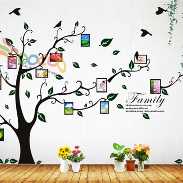Photo Frame Wall Decal Tree Sticker Family Branches Quote 80"H
