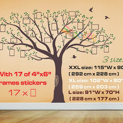 Wall Decal Tree Wall Sticker Large Family Tree Photo Frames Etsy