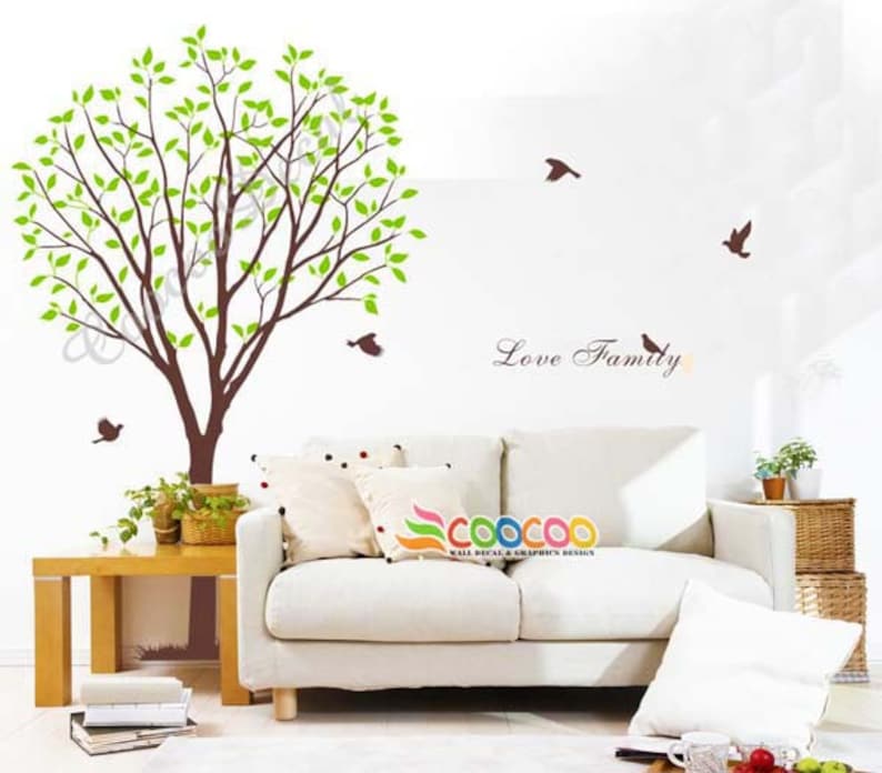 Wall decals Tree Wall Decals Nursery wall decal,Children wall decals wall Stickers Tree and Birds 2 colors Wall Decal Removable