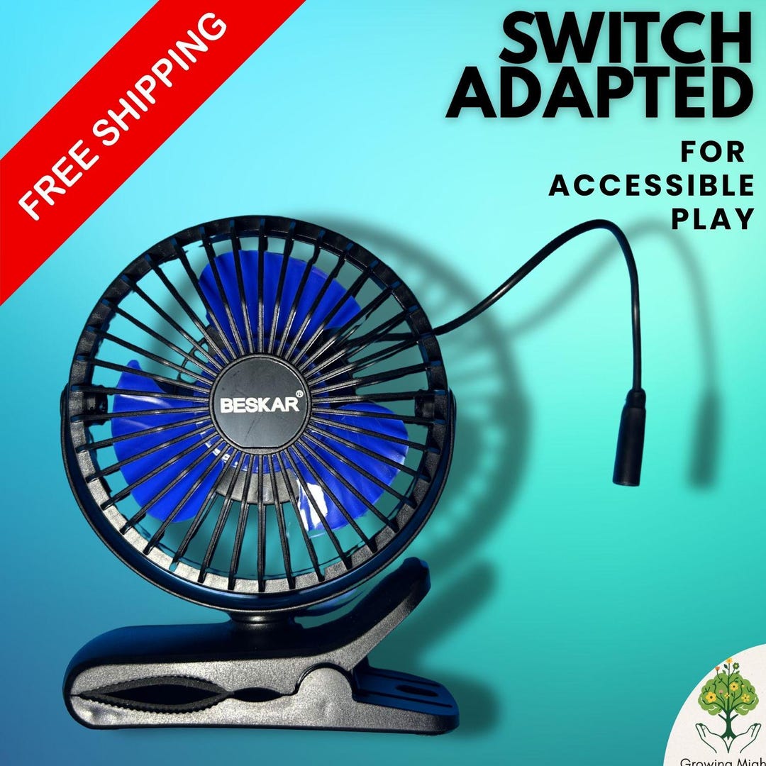 Adaptive Clip-on Fan • Switch Accessible Fan for Special Needs • USB ...