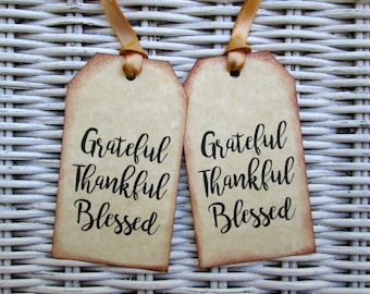 Thanksgiving Tags, Grateful Thankful Blessed Tags (12)