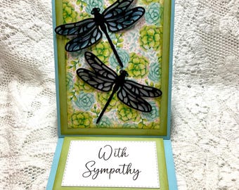 Dragonfly Sympathy Card: Handmade Easel Design