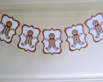 Gingerbread Man Banner, Christmas Banner, Cookie Banner, Highchair Banner