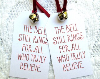 Polar Express Bell Tags, Christmas Tags, Book Quote Tags