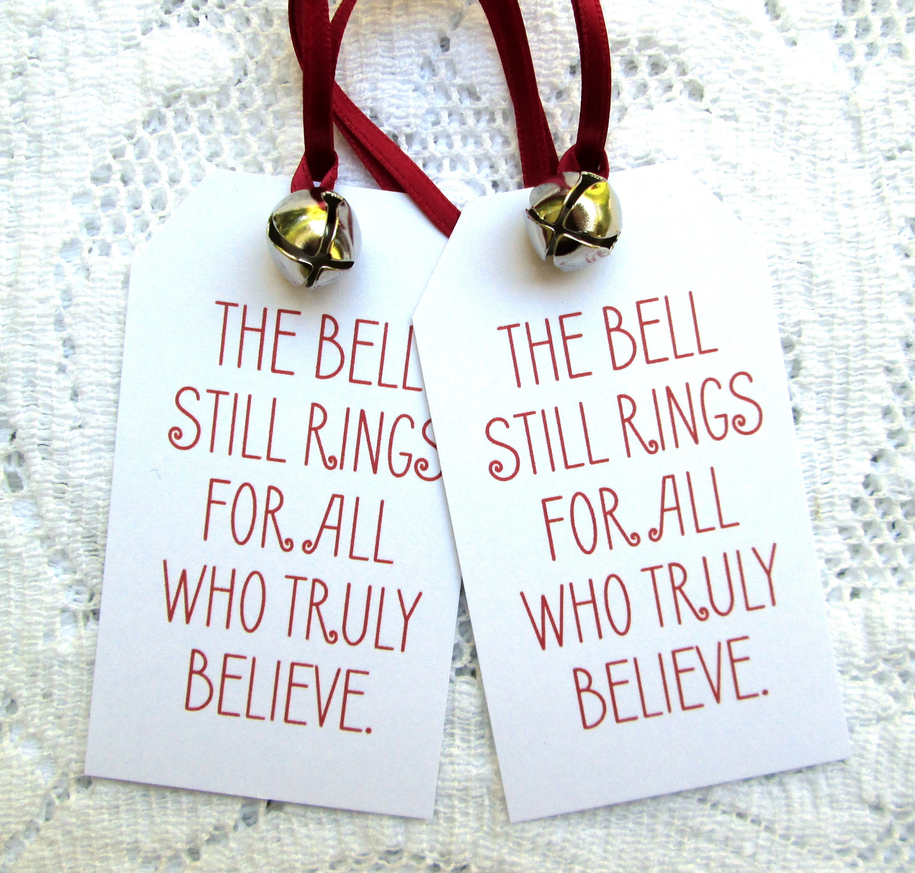 Polar Express Bell Quote Polar Express Bell Tags Christmas Tags Book Quote Tags 12 | Etsy
