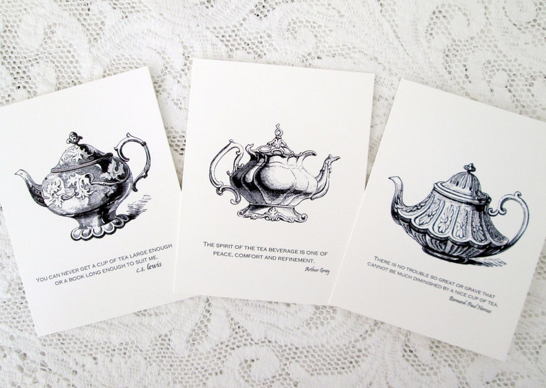Teapot and Tea Quote Note Cards Tea and Comfort Quote Tea Etsy