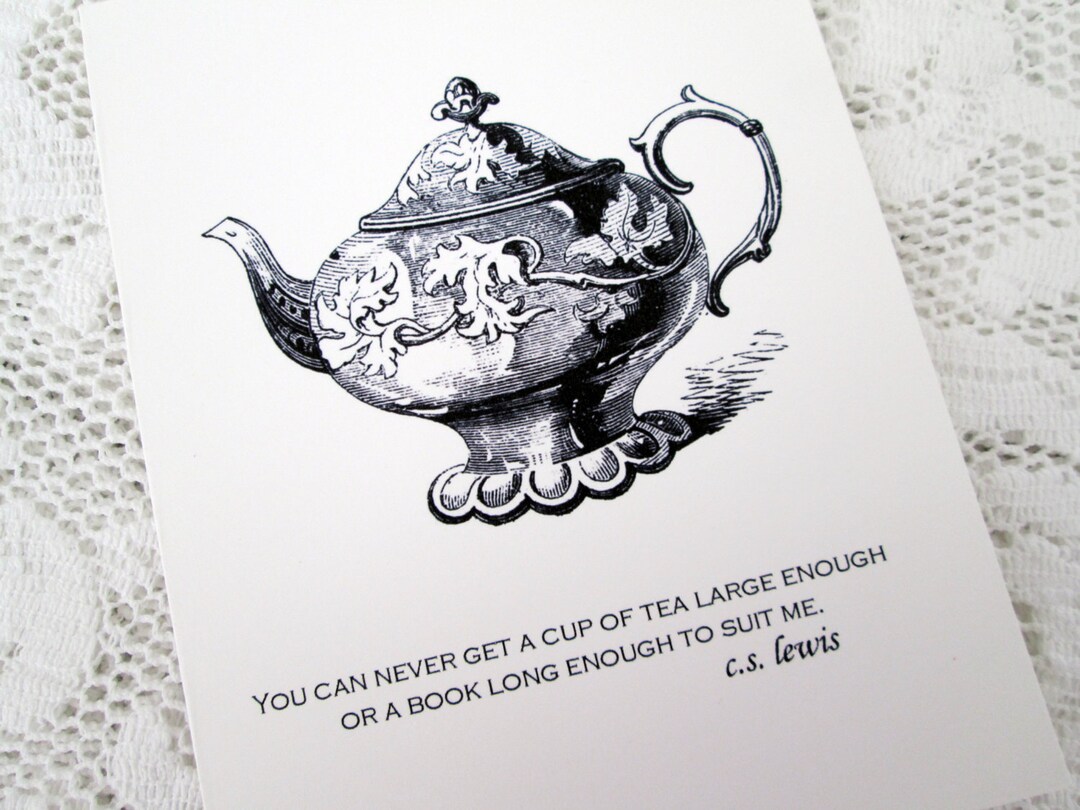 Teapot Vintage Graphic and Tea Quote Note Cards Tea and Book Etsy