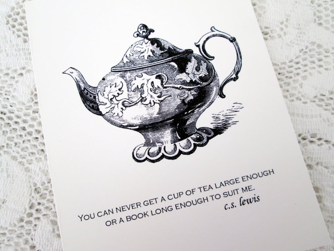 Teapot Vintage Graphic and Tea Quote Note Cards Tea and Book Etsy
