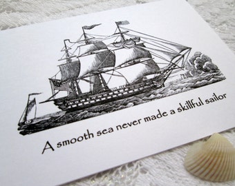 Sailing Note Cards: Nautical Ship Graphic, Set of 6