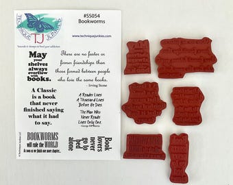 Technique Junkies Rubber Word Stamps, Used Like New, Bookworms and Everything Will Be Ok