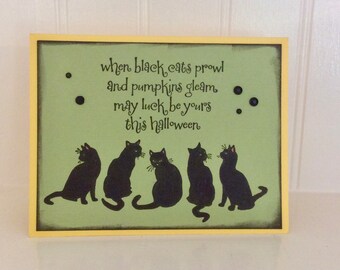 Halloween Greeting Card, Black Cat Card, Blank Inside Card