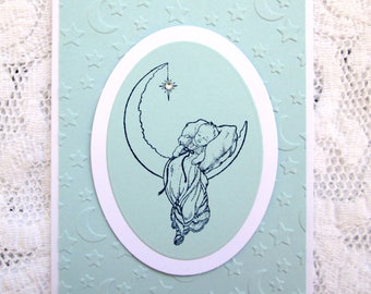 Baby Shower Card: Crescent Moon, Rhinestone Star