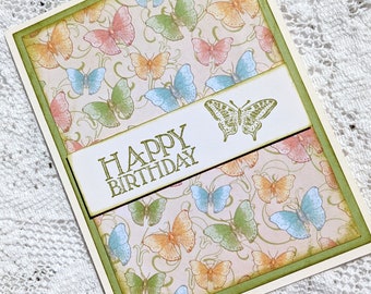 Birthday Card, Butterflies, Blank Inside Card