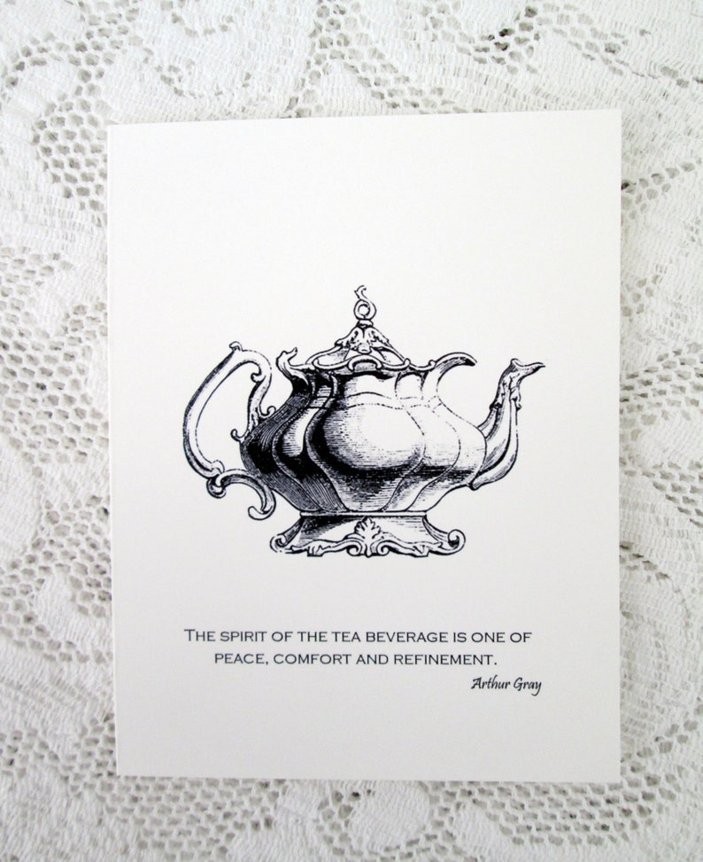 Teapot and Tea Quote Note Cards Tea and Comfort Quote Tea Etsy
