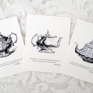 Teapot Cards, Set of 6 Cards, Blank Note Cards, Variety Note Card Set, Tea Party Cards, Hostess Gift Note Cards