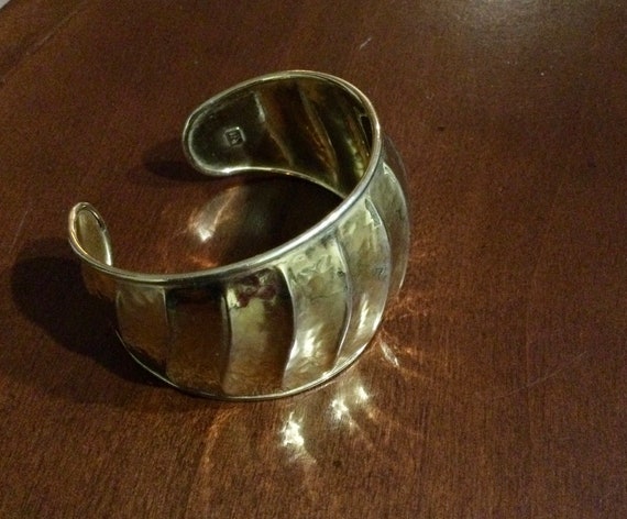 BOLD Wide Vintage Sterling Silver with Gold Wash … - image 4