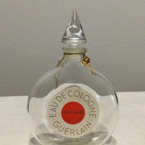 Vintage Guerlain “Shalimar” Eau de Cologne Scent Bottle with Glass Stopper ~ Empty