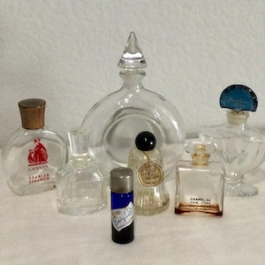 LOT of 7 Small Vintage Assorted Perfume Bottles ~ 1930’s-1950’s