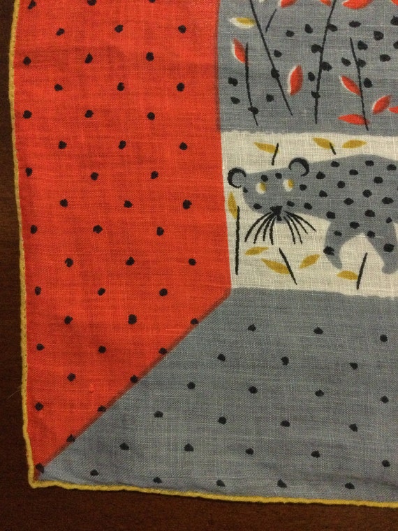 Vintage TAMMIS KEEFE Hanky Handkerchief ~ Leopard… - image 4