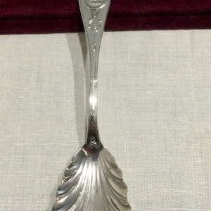 Victorian Antique Silver Plated 8-1/2” Scalloped Bowl Serving Spoon ~ Strickland ~ Circa 1880’s