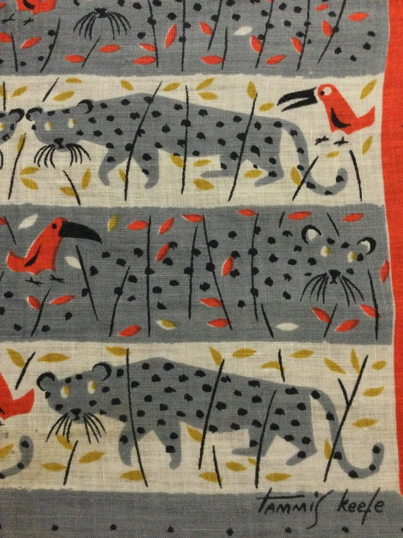 Vintage TAMMIS KEEFE Hanky Handkerchief ~ Leopard… - image 2