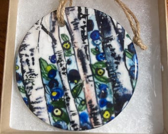 Blueberries and Birches ornament Marquette Mi