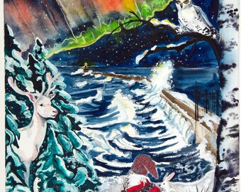 Presque Isle Christmas print Marquette,Mi
